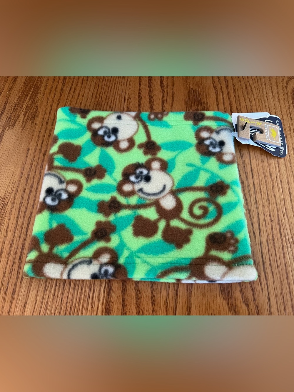 Turtle Fur Kids Monkey Print Fleece Neck Warmer - Green